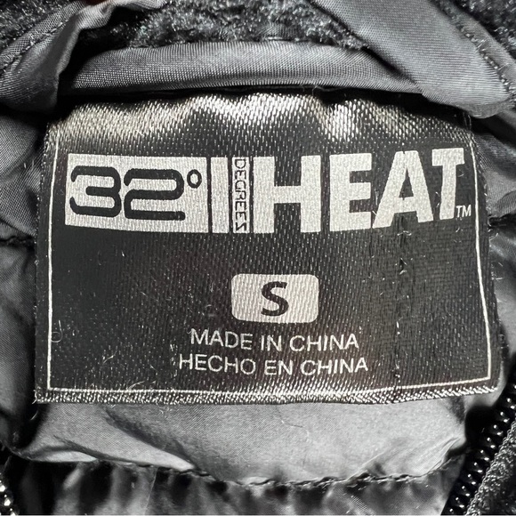 Small 32 Degrees Black Jacket Faux Fur Puffer Jacket Long Sleeve Down Feather - Picture 7 of 10